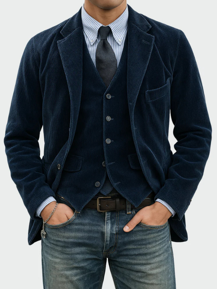 Completo 2 pezzi Francesco: blazer e gilet in velluto