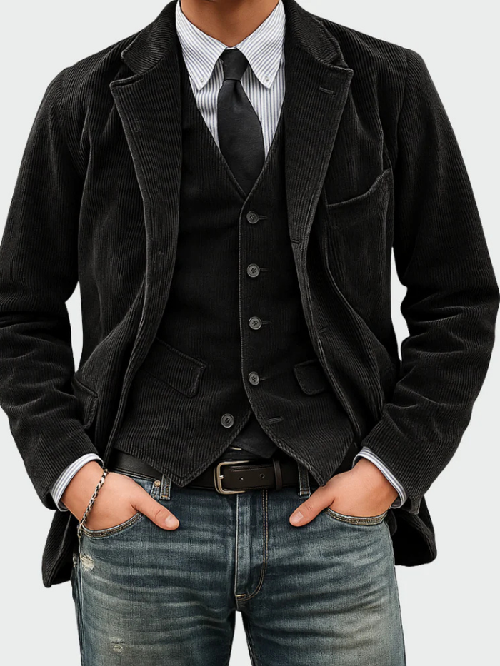 Completo 2 pezzi Francesco: blazer e gilet in velluto
