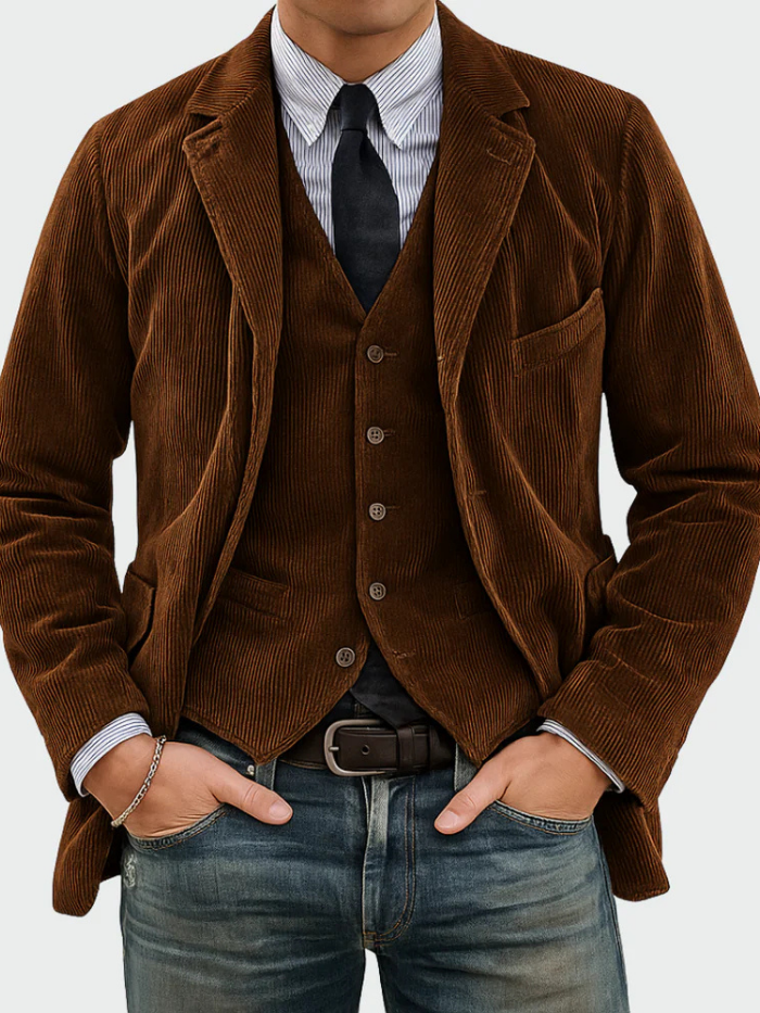 Completo 2 pezzi Francesco: blazer e gilet in velluto