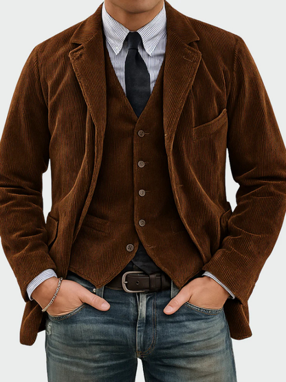 Completo 2 pezzi Francesco: blazer e gilet in velluto